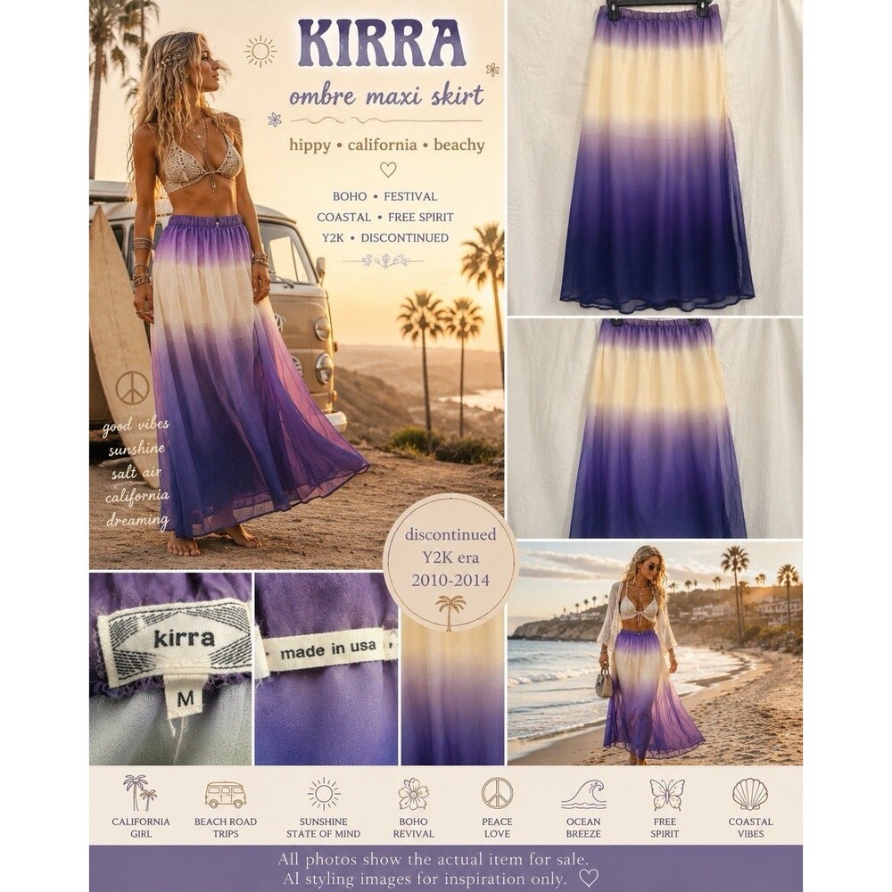 Kirra Ombre Maxi Skirt Fairycore Balletcore Boho Festival Lavender M BeachHippie